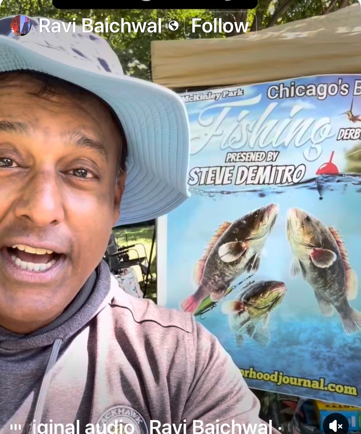 ABC7 News Anchor Ravi Baichwal at the 2026 Steve Demitro Kids Fishing Derby