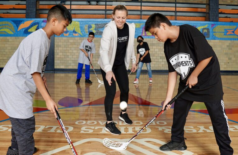 Chicago Blackhawks Floor Hockey Tournament At Valentine Boys and Girls Club in Bridgeport – Olympic Medals On Display